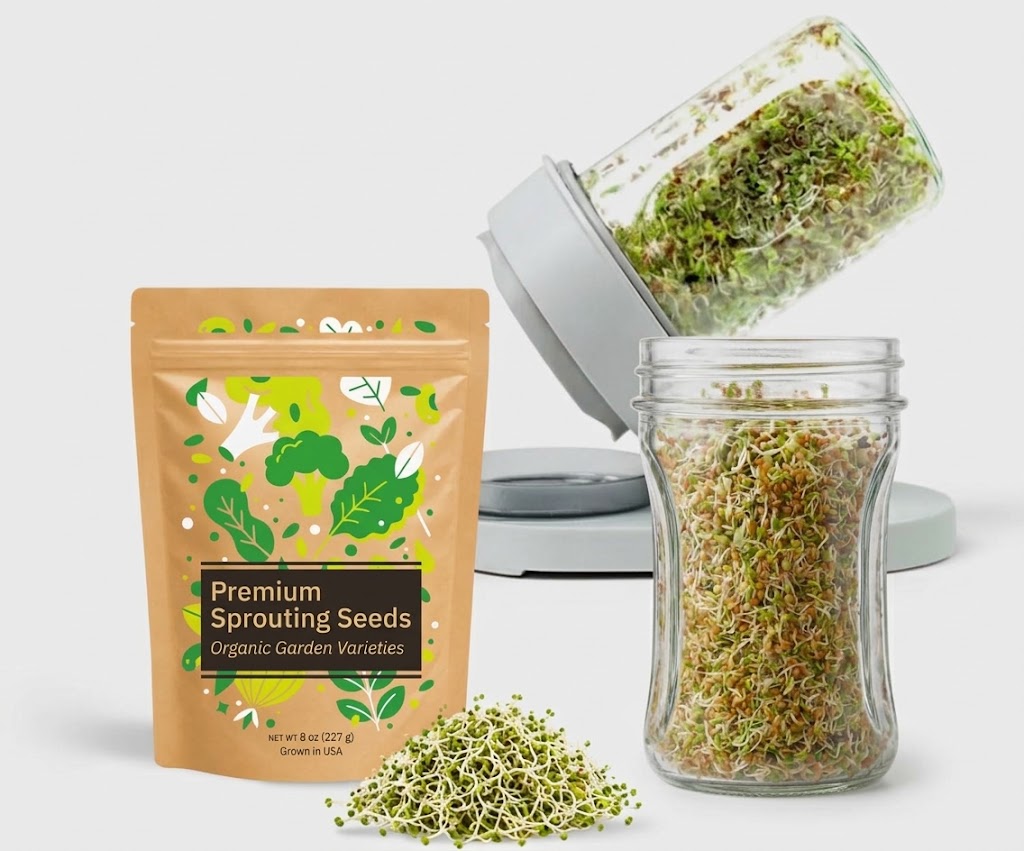 Jar Sprouting Kit with 8oz Broccoli Sprout Seeds
