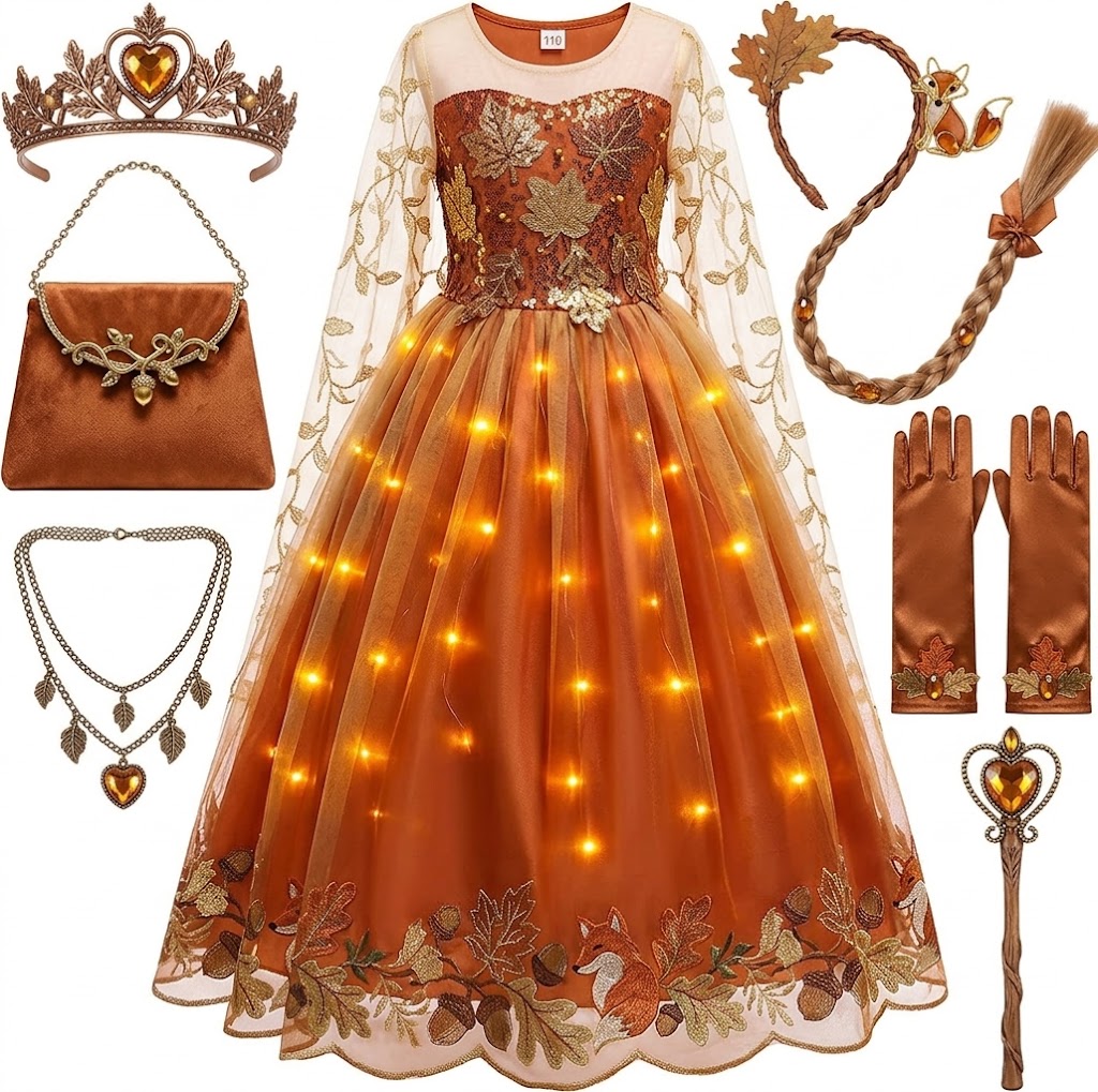 Princess Dresses for Girls Light Up Princess Costume for Christmas Halloween Toddler Princess Dress Up Clothes