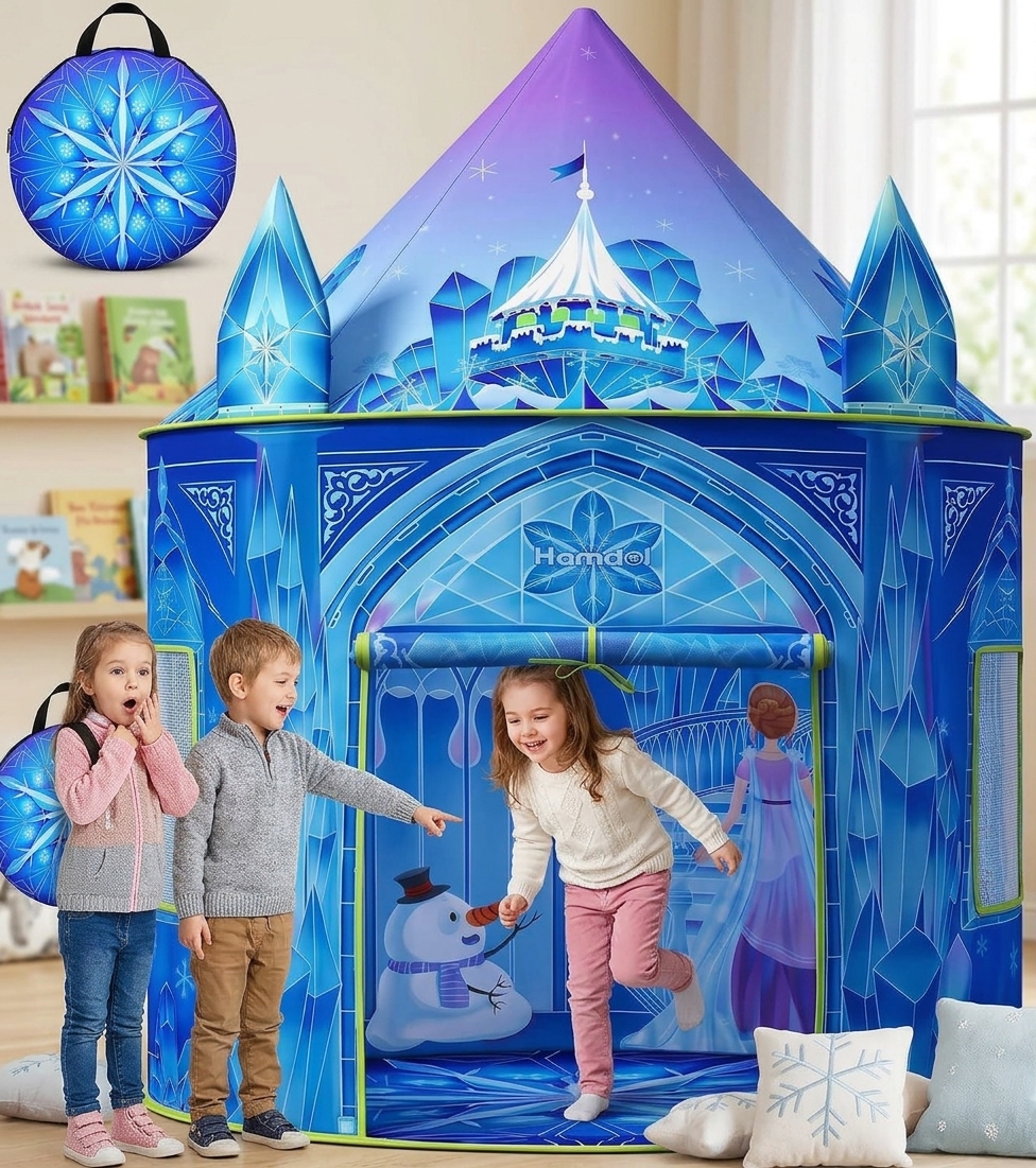 Princess Play Tent for Girls, Frozen Toy, Ice Castle Kids Playhouse for Indoor & Outdoor